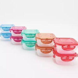 Lock & Lock 10pc Multi-Color Mini Square Set NIB